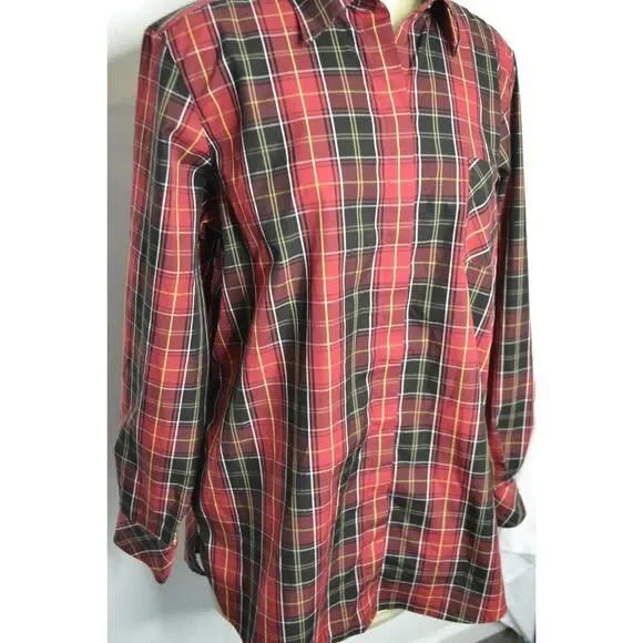 Orvis Women's 18 Red Buffalo Plaid Long Sleeve Button Down Tunic Shirt - Picture 4 of 11